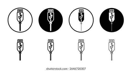 Conjunto de ícones USB fino simples símbolo de ilustração plana