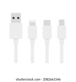 Set of USB outputs icons. Vector in flat design