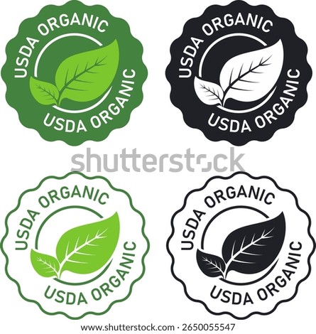 Set of USDA Organic Logo – Official Organic Certification Badge Vector Template Illustration