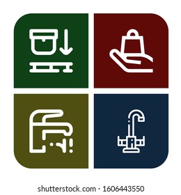 Set of use icons. Such as Use pallet, Handle with care, Faucet , use icons