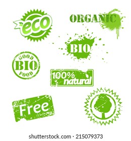 Set of used bio labels.