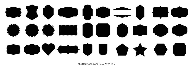 A Set of Useful Name Tag Banner Label Shapes Heart Star Polygon Vector illustration 