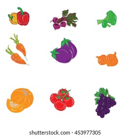 set of useful vegetables. vector illustration