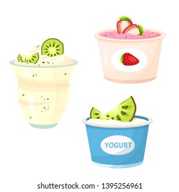 set of useful yogurts vector illustration