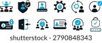 set of user account icon graphics for subscription-based web platforms, featuring high-quality