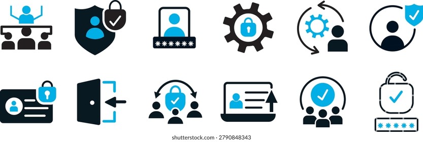 set of user account icon graphics for subscription-based web platforms, featuring high-quality