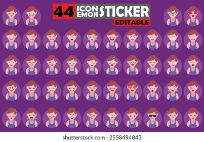 Set of user avatar Acrobat Emoji Sticker Icon Set – Expressive Cartoon Faces Acrobat for Social Media, Apps, and Creative Designs