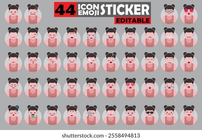 Set of user avatar Akebono Taro Emoji Sticker Icon Set – Expressive Cartoon Faces Akebono Taro for Social Media, Apps, and Creative Designs