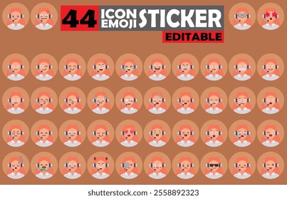 Set of user Avatar Call Center Agent Emoji Sticker Icon Set – Expressive Cartoon Faces Call Center Agent for Social Media, Apps, and Creative Designs