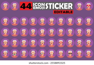 Set of user Avatar Call Center Agent Emoji Sticker Icon Set – Expressive Cartoon Faces Call Center Agent for Social Media, Apps, and Creative Designs