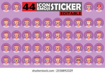 Set of user Avatar Call Center Agent Emoji Sticker Icon Set – Expressive Cartoon Faces Call Center Agent for Social Media, Apps, and Creative Designs