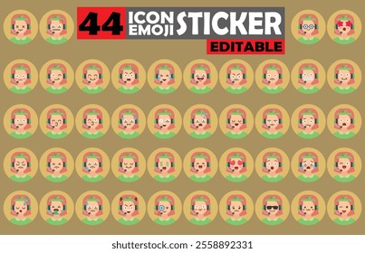 Set of user Avatar Call Center Agent Emoji Sticker Icon Set – Expressive Cartoon Faces Call Center Agent for Social Media, Apps, and Creative Designs