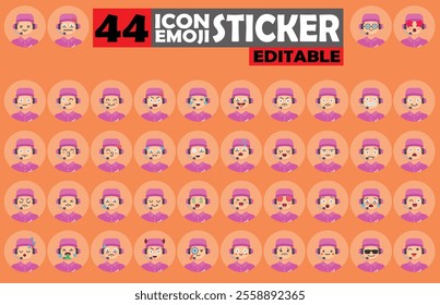 Set of user Avatar Call Center Agent Emoji Sticker Icon Set – Expressive Cartoon Faces Call Center Agent for Social Media, Apps, and Creative Designs