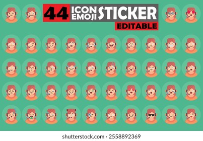 Set of user Avatar Call Center Agent Emoji Sticker Icon Set – Expressive Cartoon Faces Call Center Agent for Social Media, Apps, and Creative Designs