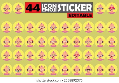 Set of user Avatar Call Center Agent Emoji Sticker Icon Set – Expressive Cartoon Faces Call Center Agent for Social Media, Apps, and Creative Designs