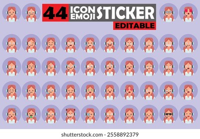 Set of user Avatar Call Center Agent Emoji Sticker Icon Set – Expressive Cartoon Faces Call Center Agent for Social Media, Apps, and Creative Designs