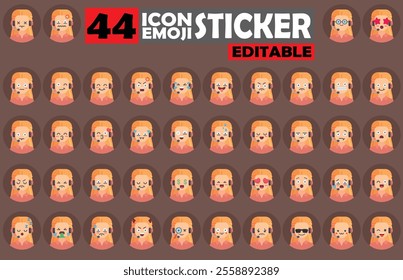Set of user Avatar Call Center Agent Emoji Sticker Icon Set – Expressive Cartoon Faces Call Center Agent for Social Media, Apps, and Creative Designs