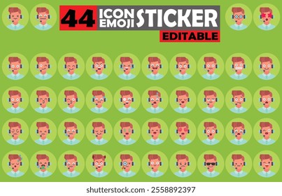 Set of user Avatar Call Center Agent Emoji Sticker Icon Set – Expressive Cartoon Faces Call Center Agent for Social Media, Apps, and Creative Designs