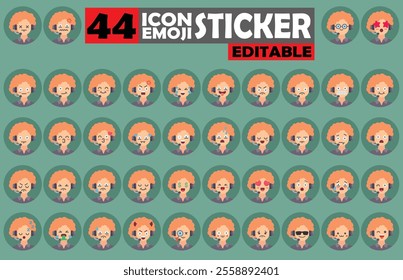 Set of user Avatar Call Center Agent Emoji Sticker Icon Set – Expressive Cartoon Faces Call Center Agent for Social Media, Apps, and Creative Designs