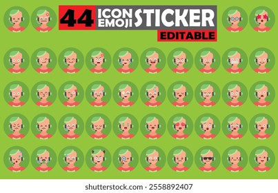 Set of user Avatar Call Center Agent Emoji Sticker Icon Set – Expressive Cartoon Faces Call Center Agent for Social Media, Apps, and Creative Designs