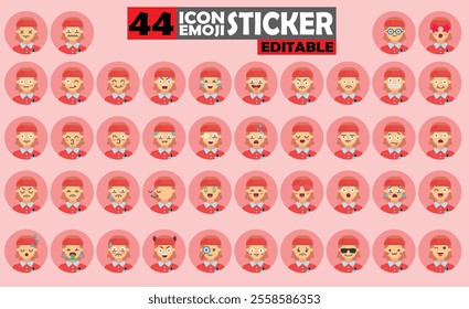Set of User Avatar Cashier Emoji Sticker Icon Set – Expressive Cartoon Faces Cashier for Social Media, Apps, and Creative Designs