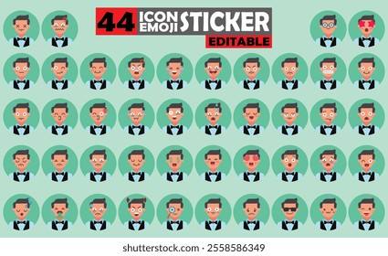 Set of User Avatar Croupier Emoji Sticker Icon Set – Expressive Cartoon Faces Croupier for Social Media, Apps, and Creative Designs