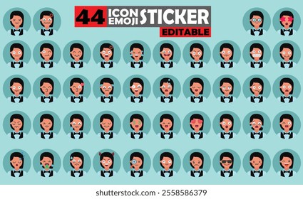 Set of User Avatar Croupier Emoji Sticker Icon Set – Expressive Cartoon Faces Croupier for Social Media, Apps, and Creative Designs