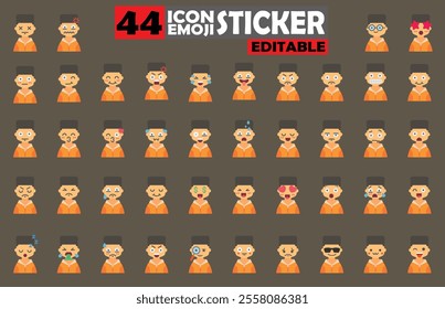 Set of user avatar Cute Boy Emoji Sticker Icon Set – Expressive Cartoon Faces Cute Boy for Social Media, Apps, and Creative Designs