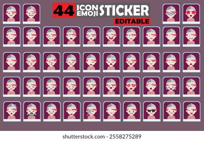 Set of user avatar Cute Boy Emoji Sticker Icon Set – Expressive Cartoon Faces Cute Boy for Social Media, Apps, and Creative Designs