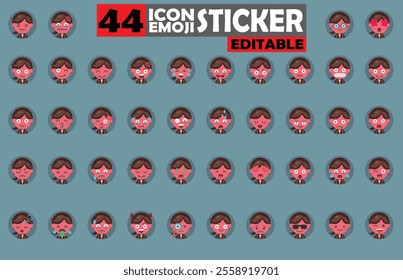 Set of user avatar Cute Butler Emoji Sticker Icon Set – Expressive Cartoon Faces Cute Butler for Social Media, Apps, and Creative Designs