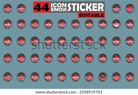 Set of user avatar Cute Butler Emoji Sticker Icon Set – Expressive Cartoon Faces Cute Butler for Social Media, Apps, and Creative Designs