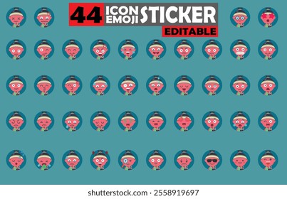 Set of user avatar Cute Director Emoji Sticker Icon Set – Expressive Cartoon Faces Cute Director for Social Media, Apps, and Creative Designs