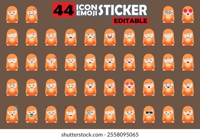 Set of user avatar Cute Girls Emoji Sticker Icon Set – Expressive Cartoon Faces Cute Girls for Social Media, Apps, and Creative Designs