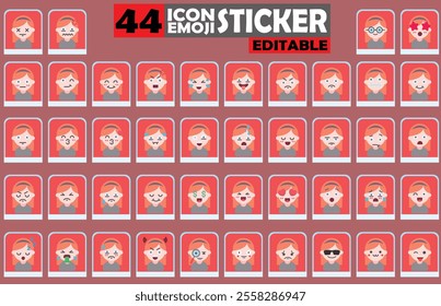 Set of user avatar Cute Girls Emoji Sticker Icon Set – Expressive Cartoon Faces Cute Girls for Social Media, Apps, and Creative Designs