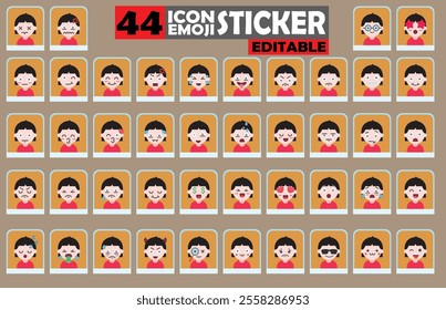 Set of user avatar Cute Girls Emoji Sticker Icon Set – Expressive Cartoon Faces Cute Girls for Social Media, Apps, and Creative Designs