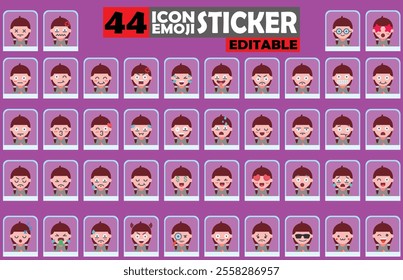 Set of user avatar Cute Girls Emoji Sticker Icon Set – Expressive Cartoon Faces Cute Girls for Social Media, Apps, and Creative Designs