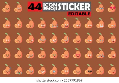 Set of user avatar Cute kumquat Emoji Sticker Icon Set – Expressive Cartoon Faces Cute kumquat for Social Media, Apps, and Creative Designs