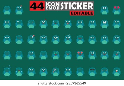 Set of user avatar Cute Monster Emoji Sticker Icon Set – Expressive Cartoon Faces Cute Monster for Social Media, Apps, and Creative Designs