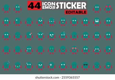 Set of user avatar Cute Monster Emoji Sticker Icon Set – Expressive Cartoon Faces Cute Monster for Social Media, Apps, and Creative Designs