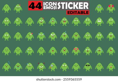 Set of user avatar Cute Monster Emoji Sticker Icon Set – Expressive Cartoon Faces Cute Monster for Social Media, Apps, and Creative Designs