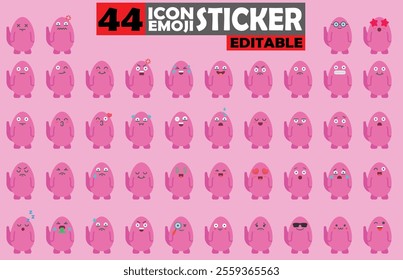 Set of user avatar Cute Monster Emoji Sticker Icon Set – Expressive Cartoon Faces Cute Monster for Social Media, Apps, and Creative Designs