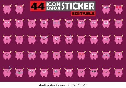 Set of user avatar Cute Monster Emoji Sticker Icon Set – Expressive Cartoon Faces Cute Monster for Social Media, Apps, and Creative Designs
