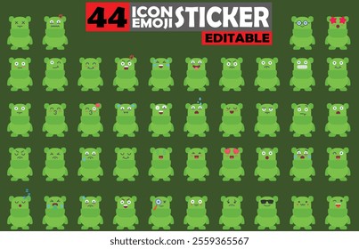 Set of user avatar Cute Monster Emoji Sticker Icon Set – Expressive Cartoon Faces Cute Monster for Social Media, Apps, and Creative Designs