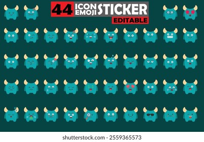 Set of user avatar Cute Monster Emoji Sticker Icon Set – Expressive Cartoon Faces Cute Monster for Social Media, Apps, and Creative Designs