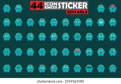 Set of user avatar Cute Monster Emoji Sticker Icon Set – Expressive Cartoon Faces Cute Monster for Social Media, Apps, and Creative Designs