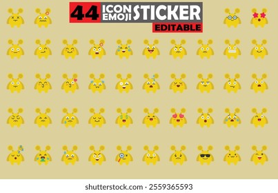 Set of user avatar Cute Monster Emoji Sticker Icon Set – Expressive Cartoon Faces Cute Monster for Social Media, Apps, and Creative Designs