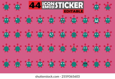 Set of user avatar Cute Monster Emoji Sticker Icon Set – Expressive Cartoon Faces Cute Monster for Social Media, Apps, and Creative Designs