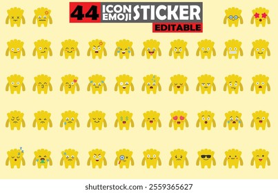 Set of user avatar Cute Monster Emoji Sticker Icon Set – Expressive Cartoon Faces Cute Monster for Social Media, Apps, and Creative Designs