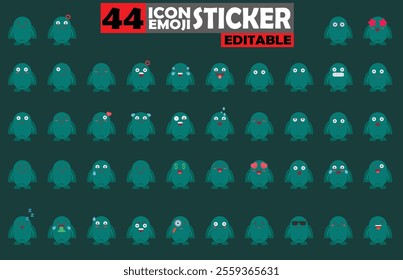 Set of user avatar Cute Monster Emoji Sticker Icon Set – Expressive Cartoon Faces Cute Monster for Social Media, Apps, and Creative Designs