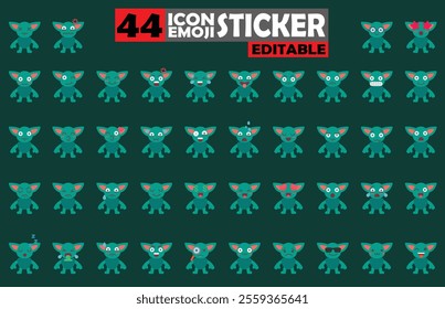 Set of user avatar Cute Monster Emoji Sticker Icon Set – Expressive Cartoon Faces Cute Monster for Social Media, Apps, and Creative Designs